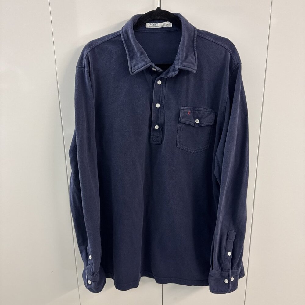 Criquet‎ Men's Organic Cotton Blue Long-Sleeve Polo Shirt - XXL